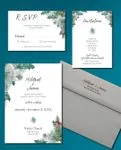 Blue Christmas Simple Flat 5x7 Wedding Invitation