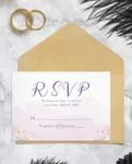Peach Flowers Simple Flat 5x7 Wedding Invitation