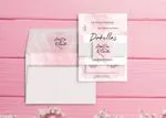 Blush Pink Strokes Spanish & English Elegant Wedding Invitation