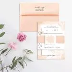Coral Peach Strokes Spanish & English Elegant Wedding Invitation