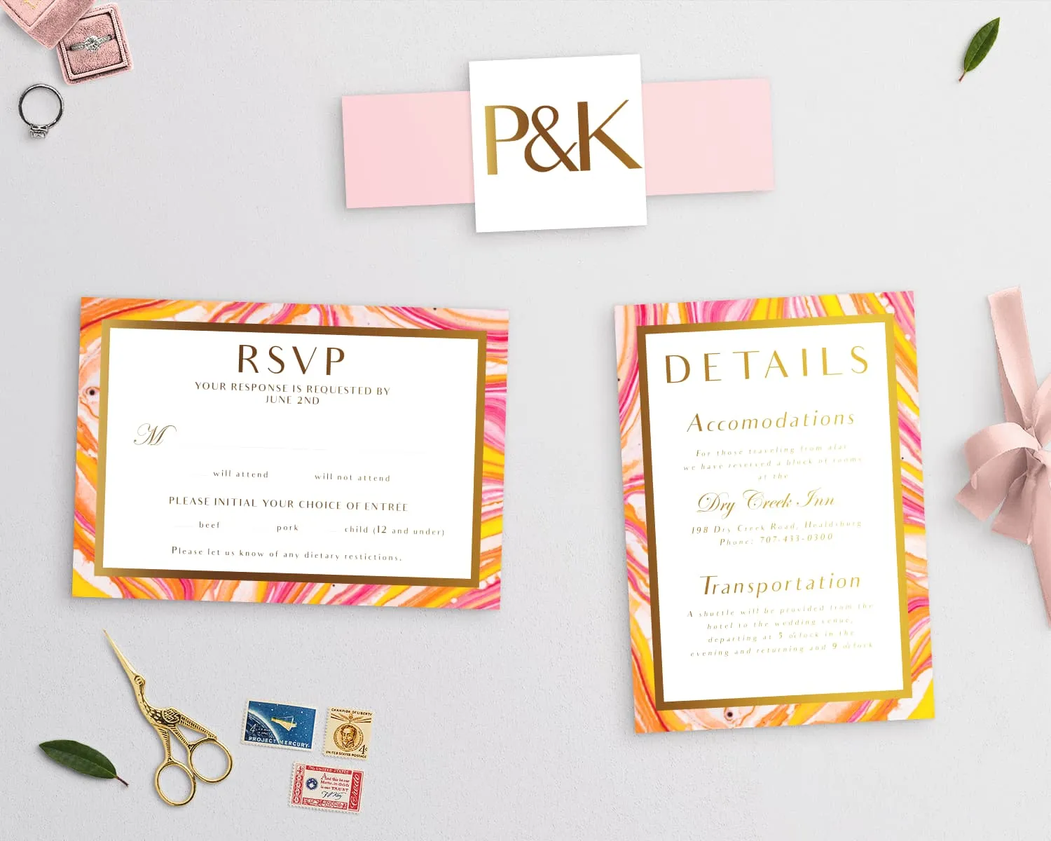 Indian Gold Marble Elegant Wedding Invitations