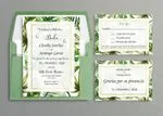 Tropical Calligraphy Spanish & English Elegant Wedding Invitation