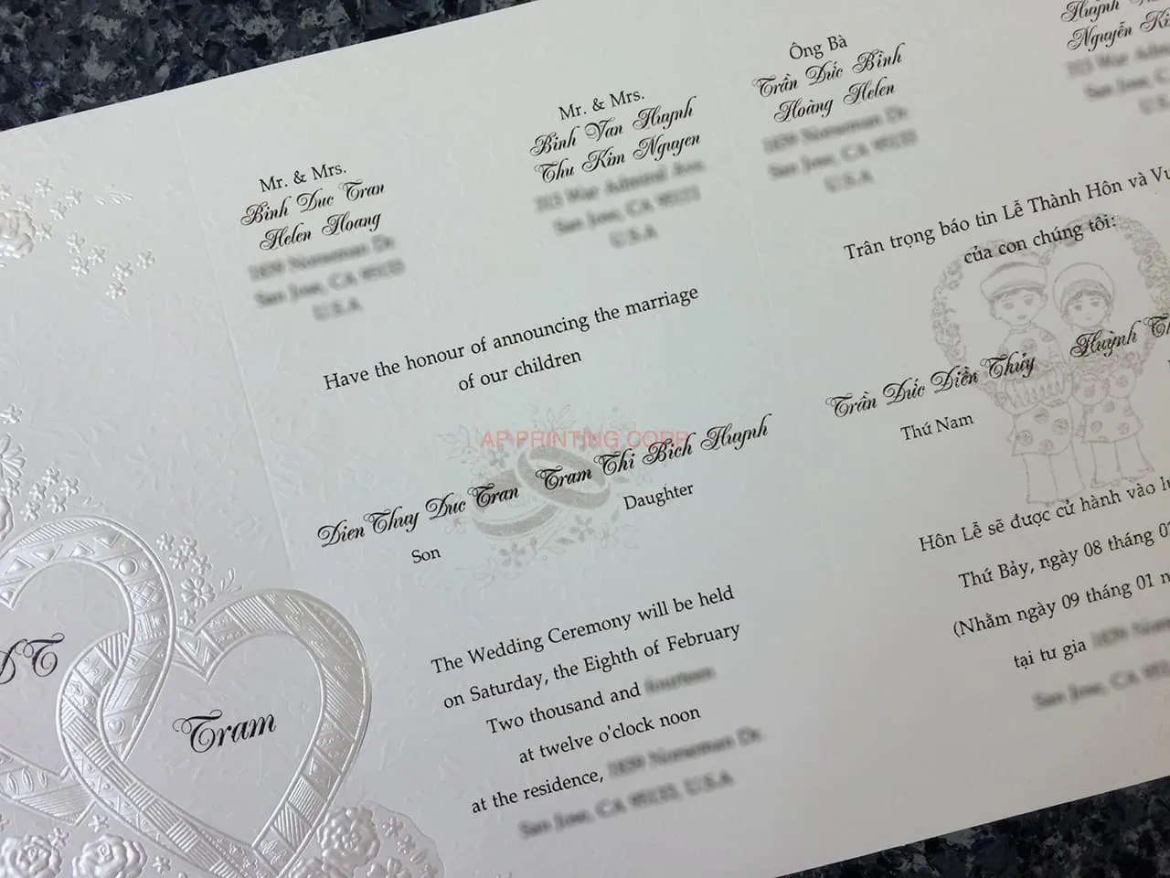 K9899 [I-11] Romantic Simplicity Hearts Wedding Invitation