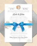 Boho Brown Branches Vellum Wrapped Vietnamese & English Wedding Invitation
