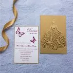 CL-PF-57 M-N Midnight Peacock Feather Pocket Laser Cut Wedding Invitation