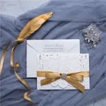 CL-WRAP-57 N-N Gray Lace and Key Laser Cut Wedding Invitation