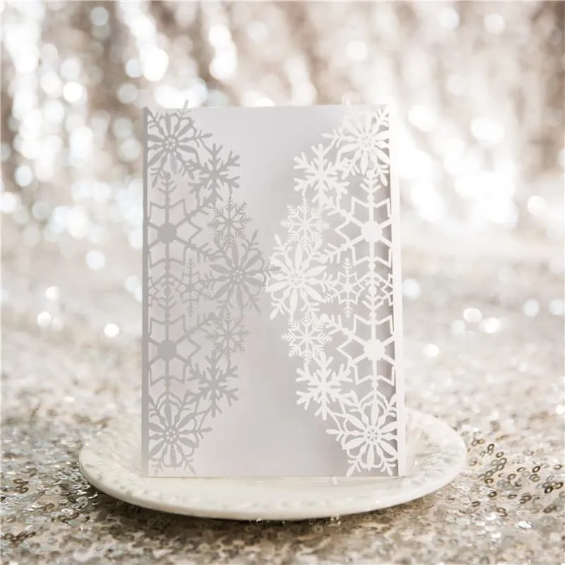 CL-SLIDER-66 MMM White Fleur De Lis Laser Cut Wedding Invitation