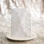 CL-SLIDER-66 MMM White Fleur De Lis Laser Cut Wedding Invitation