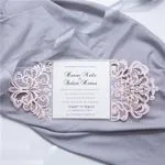Silver Lace Glittery Laser Cut Wrap Wedding Invitation