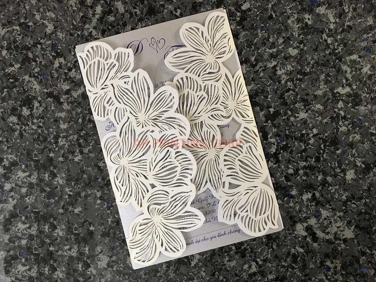 CL-BF-57 M-M Bronze Tree of Love Laser Cut Wedding Invitation