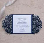 CL-PF-57 M-M Gold Heart Diamond Drop Laser Cut Wedding Invitation