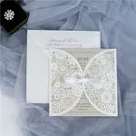 CL-SLIDER-58 M-M Red Peony Tall Slider Laser Cut Wedding Invitation