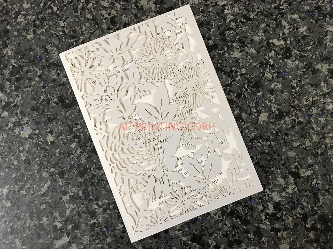 CL-WRAP-57 M-M Gold Flowers and Butterfly Wrap Laser Cut Wedding Invitation
