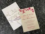 CL-WRAP-57 M-N White Flourish Wrap with Ribbon Laser Cut Wedding Invitation