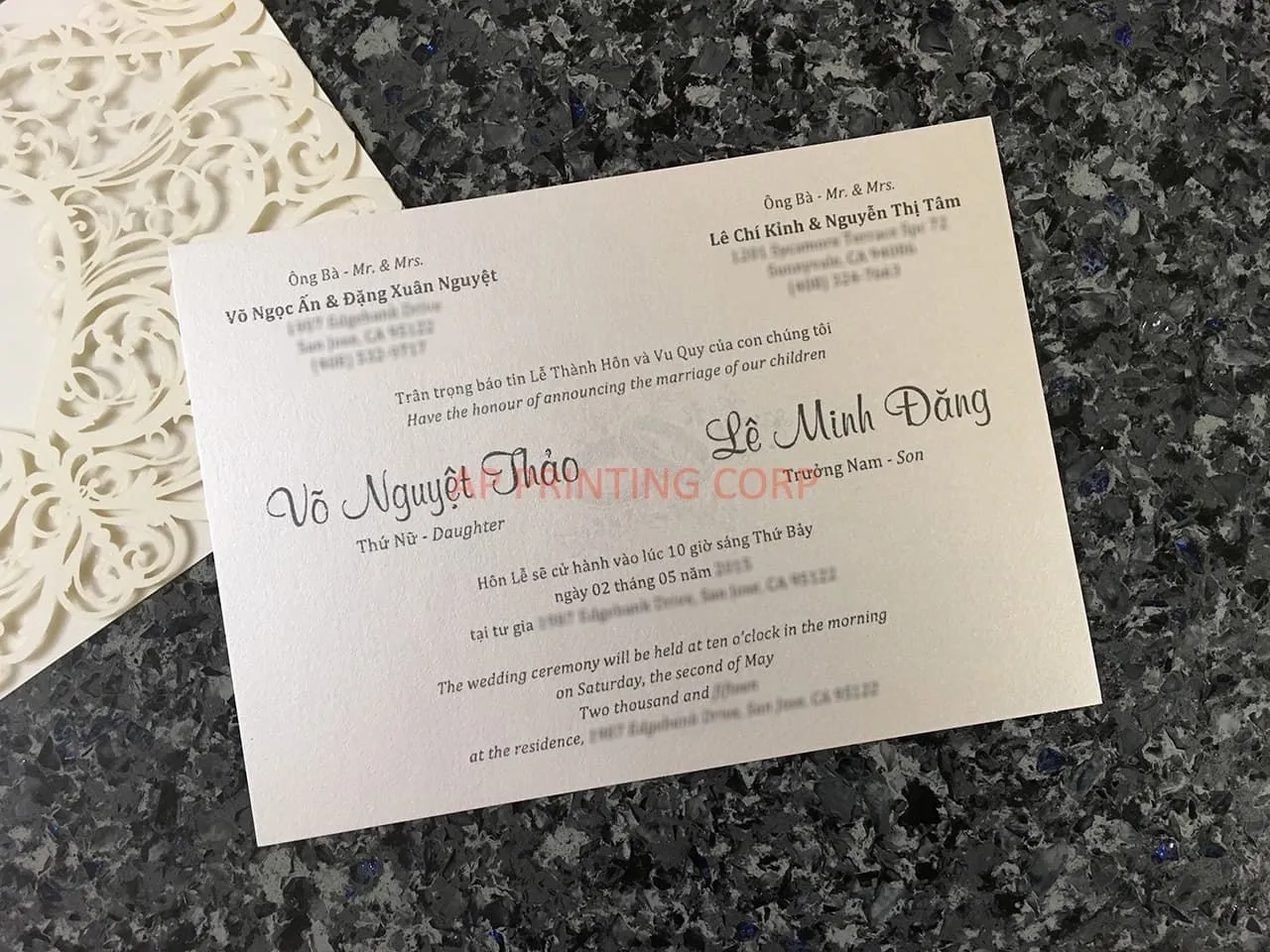 CL-WRAP-66 M-M Midnight Variety of Flowers Laser Cut Wedding Invitation