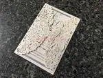 CL-WRAP-66 N-M Ecru Hearts and Cog Circles Laser Cut Wedding Invitation