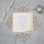 Navy Floral Wrap Laser Cut Wedding Invitation