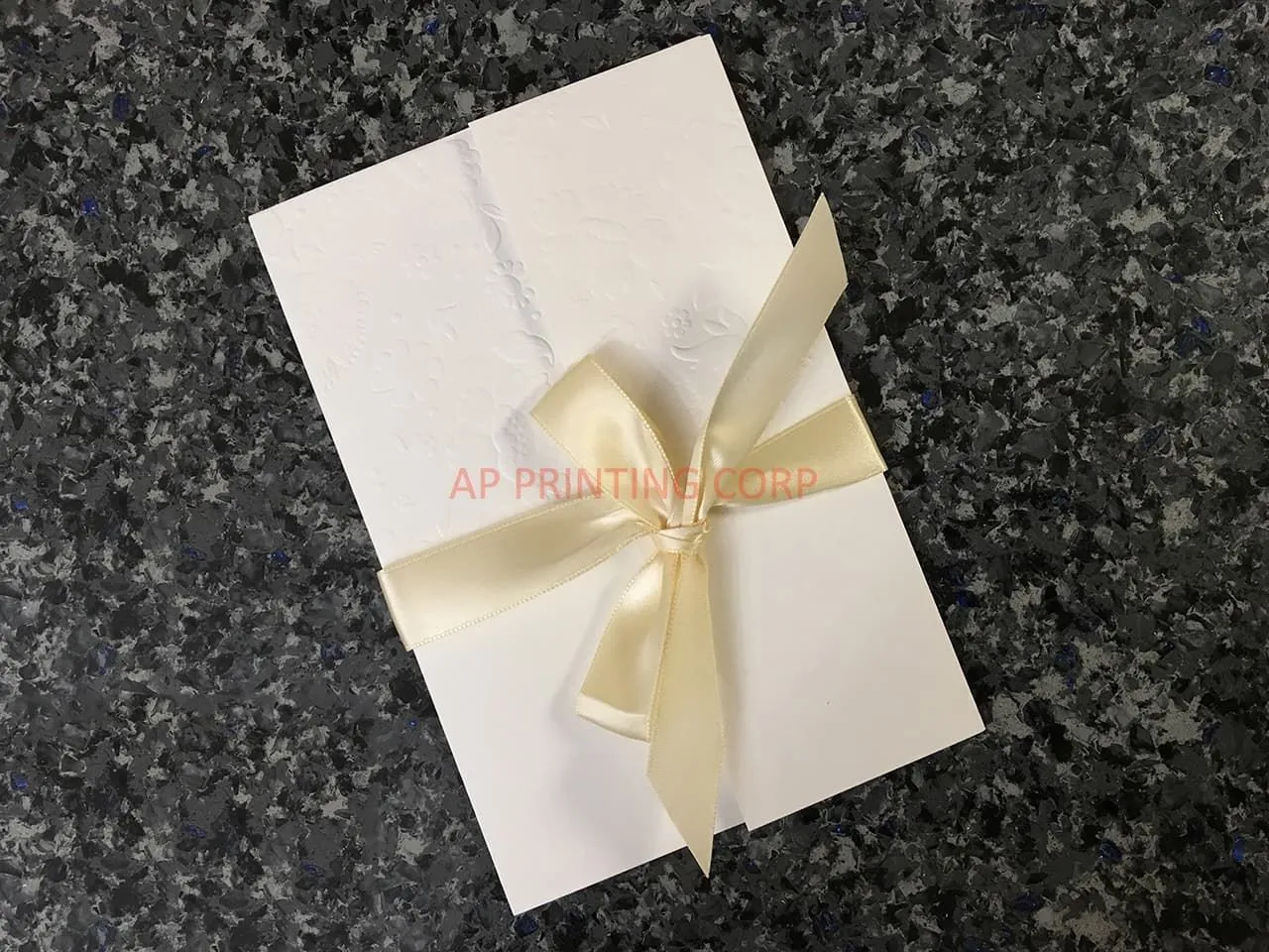 CL-WRAP-57 N-N White Embossed Peony Vietnamese & English Wedding Invitation