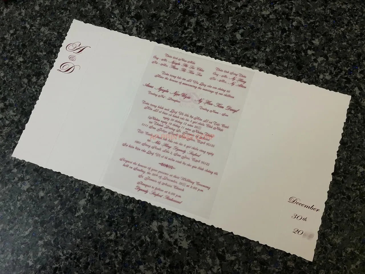 K8434 [I-10] Vietnamese & English Wedding Invitation