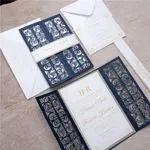 Gold Floral Diamond Drop Laser Cut Wedding Invitation