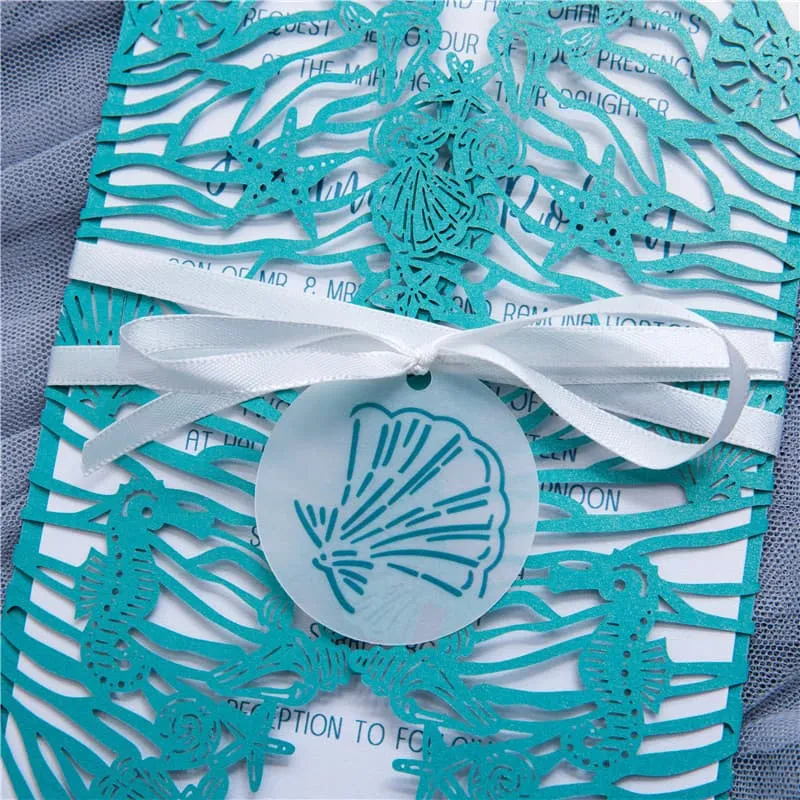 Gold Floral Foil Laser Cut Wrap Wedding Invitation