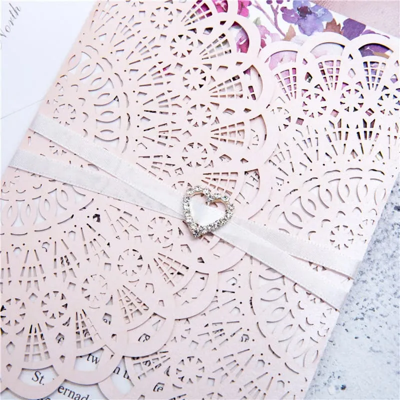 Graceful Lace Laser Cut Wedding Invitation