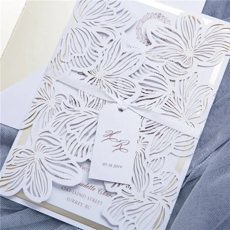 Luxurious Eiffel Tower Laser Cut Wedding Invitation