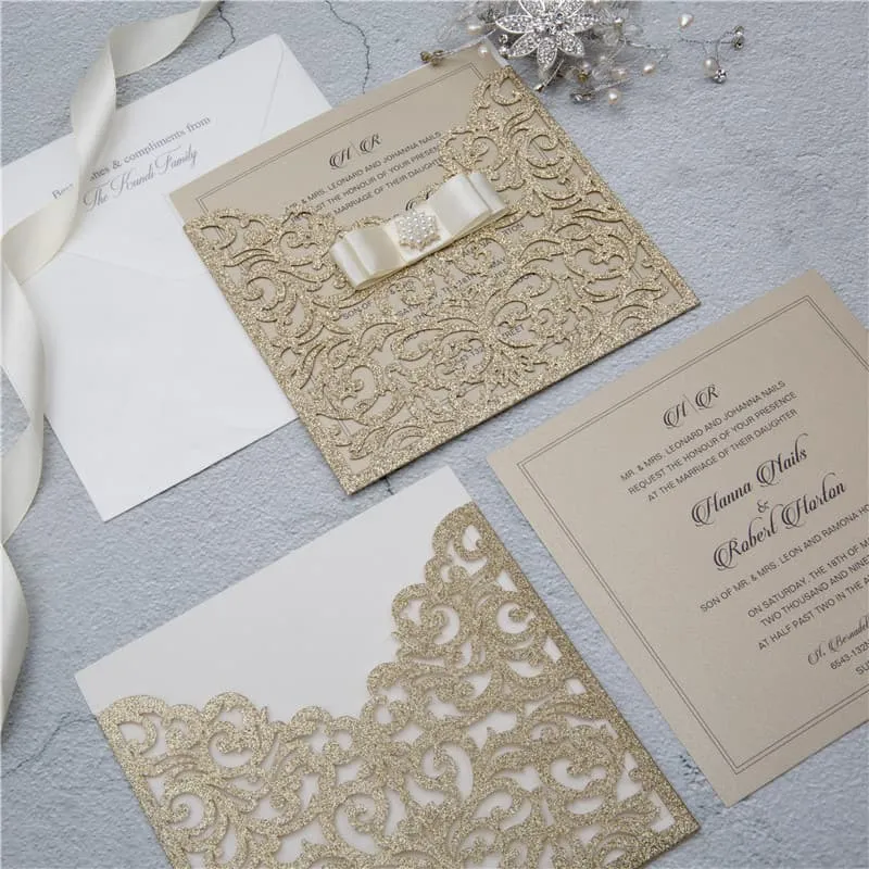 Navy Blue Gate Laser Cut Wedding Invitation