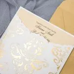 Rustic Lace Glittery Laser Cut Wedding Invitation
