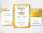 Golden Brush Strokes Spanish & English Elegant Wedding Invitation