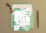 Tropical Green Leaves Spanish & English Elegant Wedding Invitation