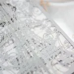 CL-SLIDER-57 M-N White Lotus with Ribbon Laser Cut Wedding Invitation