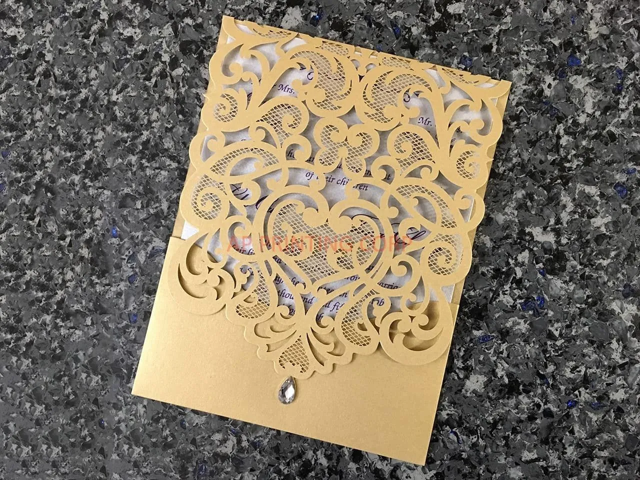 CL-WRAP-66 MPM White Table Setting Lace Laser Cut Wedding Invitation