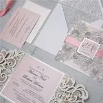 CL-WRAP-66 MPM White Table Setting Lace Laser Cut Wedding Invitation