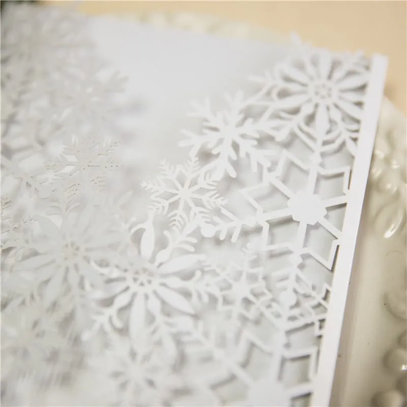 CL-SLIDER-66 MMM White Fleur De Lis Laser Cut Wedding Invitation
