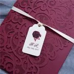 Ivory Floral Laser Cut Wrap Wedding Invitation