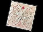 Blush Lace Crown Laser Cut Wedding Invitation
