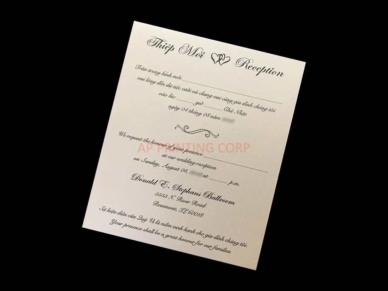 Blush Rose with Silver Glitter Laser Cut Wedding Invitation