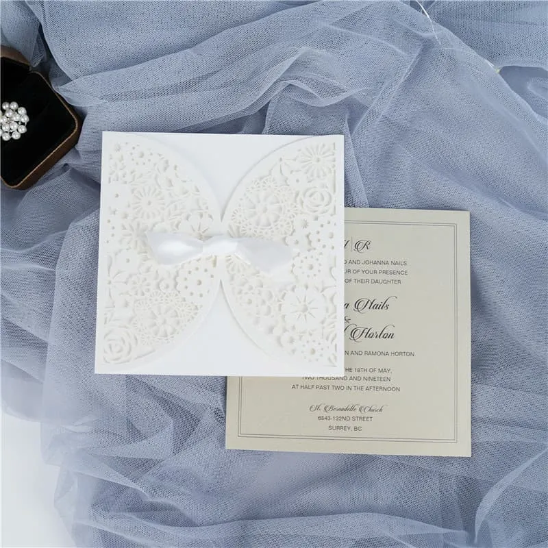 CL-SLIDER-58 M-M Red Peony Tall Slider Laser Cut Wedding Invitation