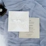 CL-SLIDER-58 M-M Red Peony Tall Slider Laser Cut Wedding Invitation