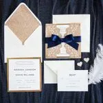 CL-WRAP-66 M-N White Brush Leaves Wrap Laser Cut Wedding Invitation