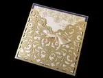 Exquisite Lace Vine Tri-Fold Laser Cut Pocket Wedding Invitation