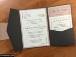 Dark Grey and Nude Vintage A7 Himalaya Pocket Wedding Invitation