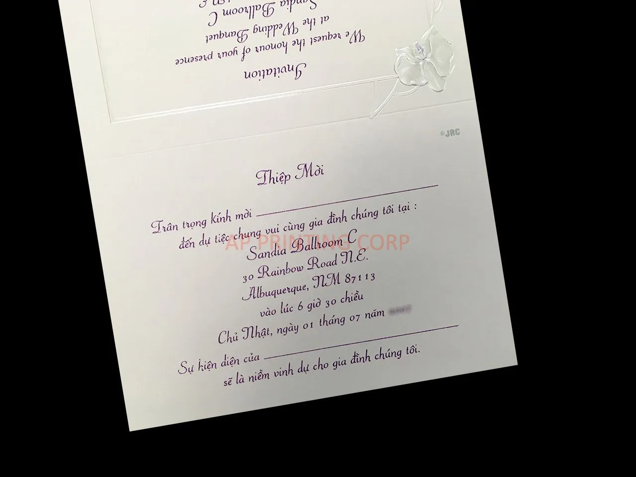 K778-Overlay [I-12] Vietnamese & English Wedding Invitation