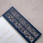 Gold Floral Diamond Drop Laser Cut Wedding Invitation
