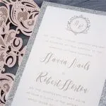 Gold Heart on Fairy Vine Laser Cut Wedding Invitation