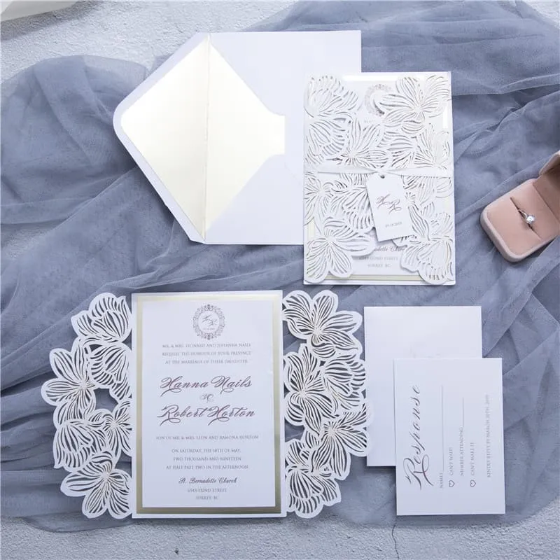 Luxurious Eiffel Tower Laser Cut Wedding Invitation