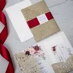 Purple Laser Cut Pattern Wedding Invitation