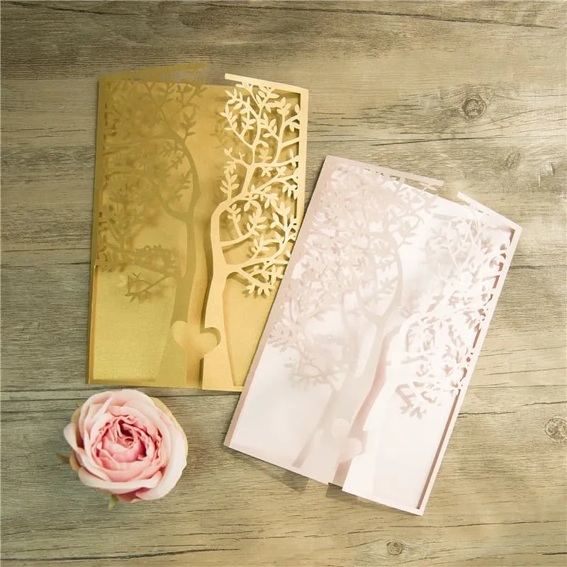 Silver Lace Foil Laser Cut Wrap Wedding Invitation