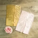 Silver Lace Foil Laser Cut Wrap Wedding Invitation